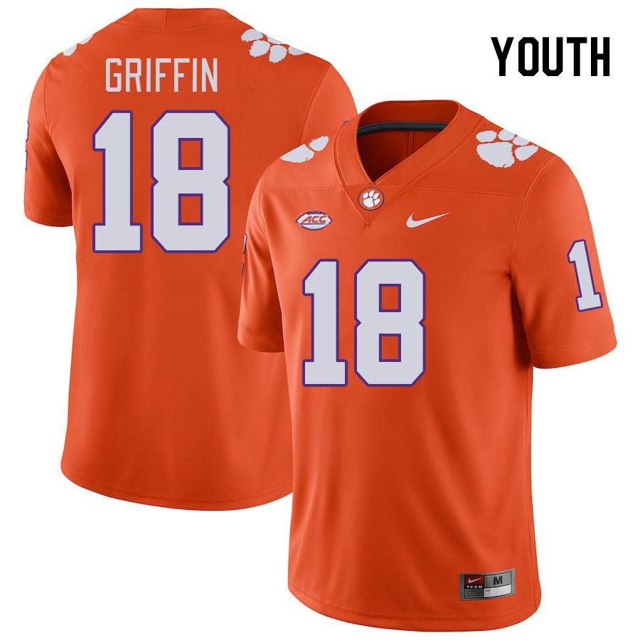 Youth #18 Kylon Griffin Clemson Tigers College Football Jerseys Stitched-Orange